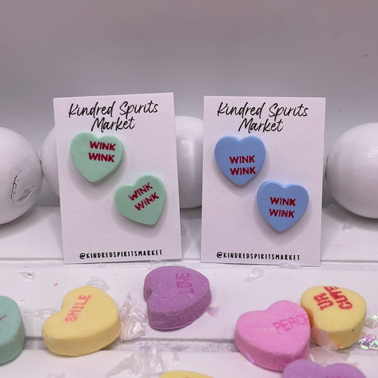 # 1124 Wink Wink conversation heart studs