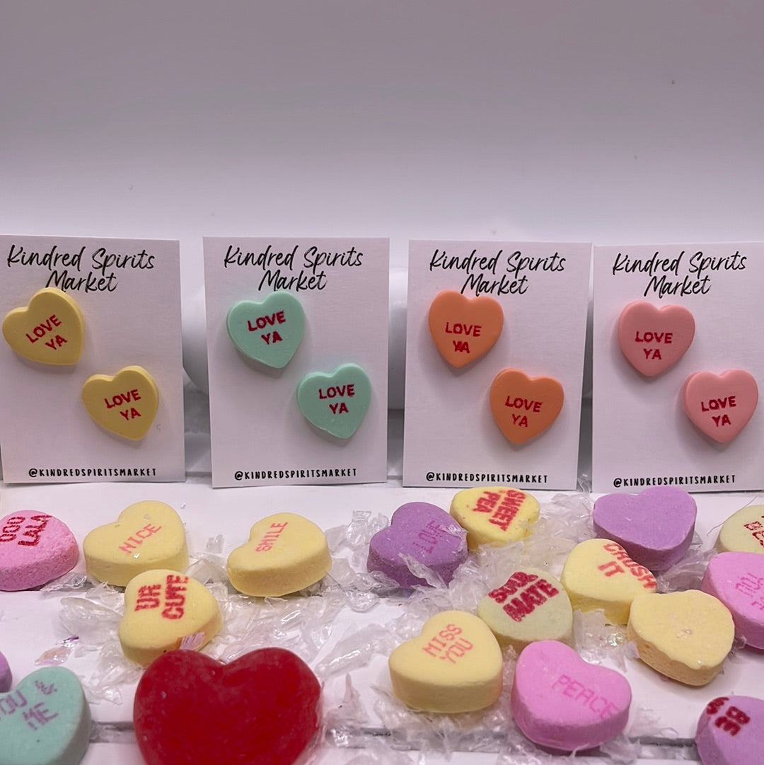 # 1113 Love Ya conversation heart studs