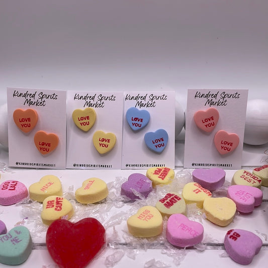 # 1110 Love You conversation heart stud