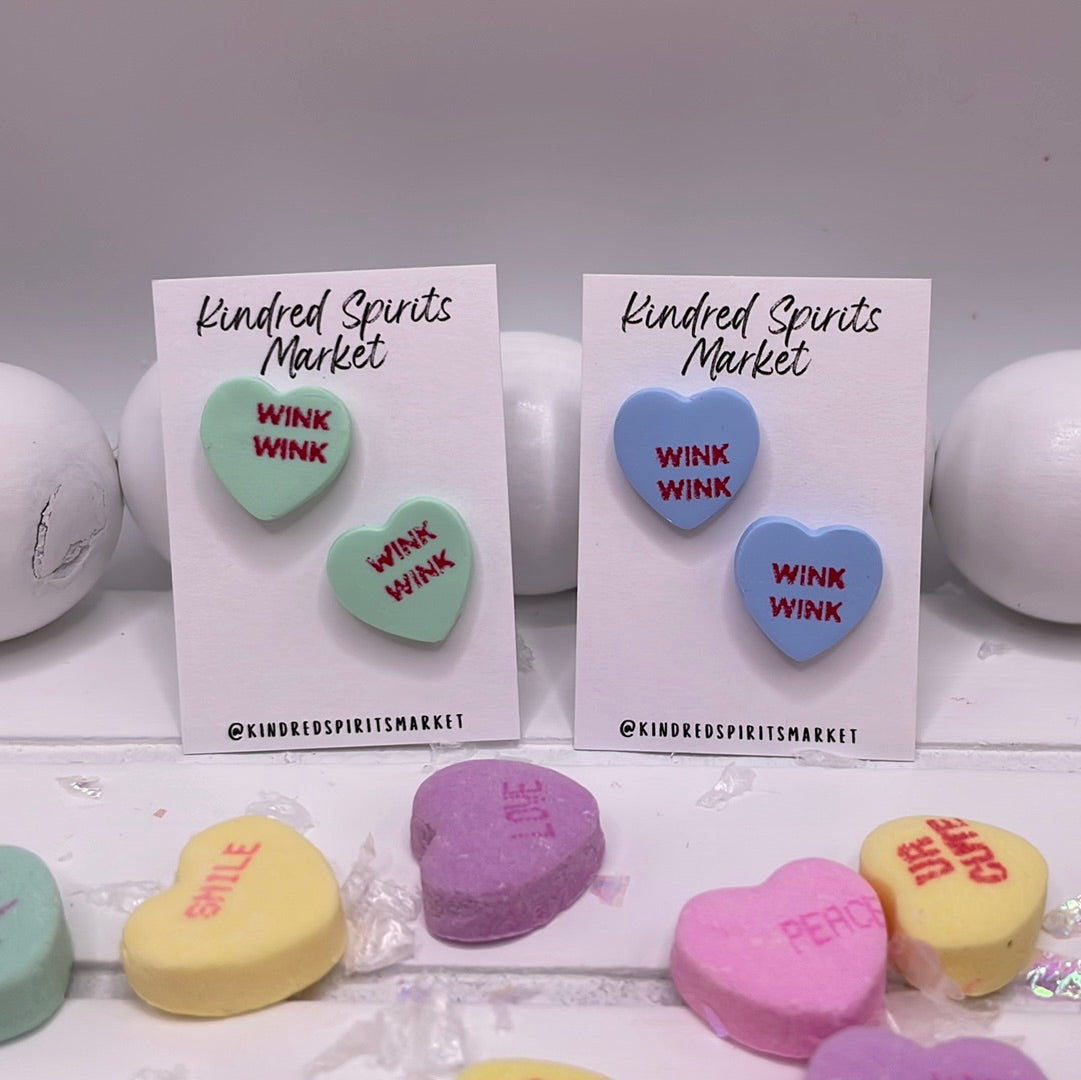 # 1124 Wink Wink conversation heart studs