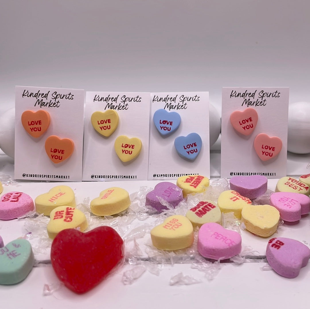 # 1110 Love You conversation heart stud