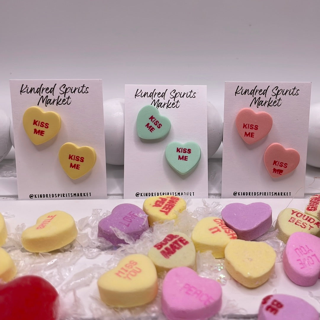 # 1117 Kiss Me conversation heart studs