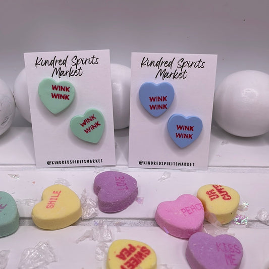 # 1124 Wink Wink conversation heart studs