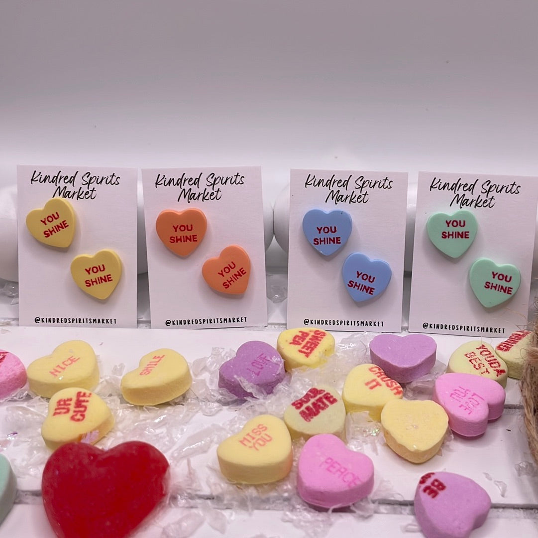 1112 You Shine conversation heart studs