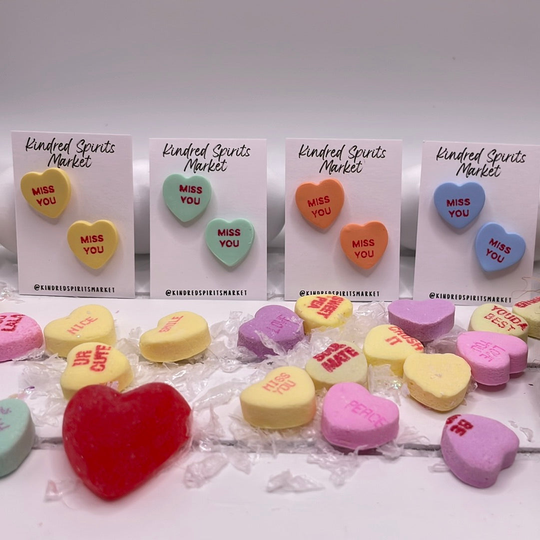 # 1111 Miss You conversation heart studs