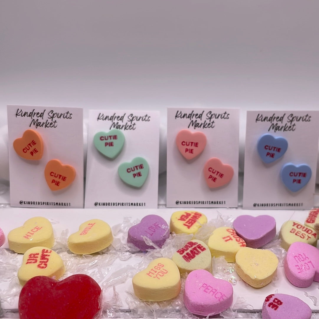 # 1118 Cutie Pie conversation hearts studs