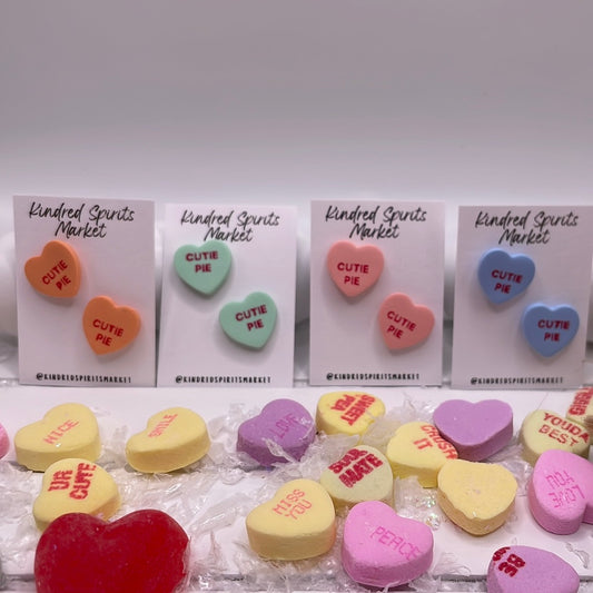 # 1118 Cutie Pie conversation hearts studs