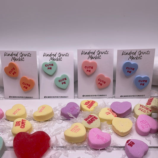 # 1118 Cutie Pie conversation hearts studs