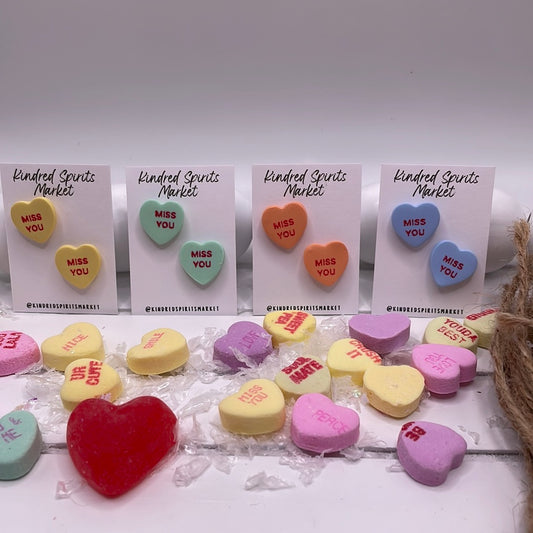 # 1111 Miss You conversation heart studs