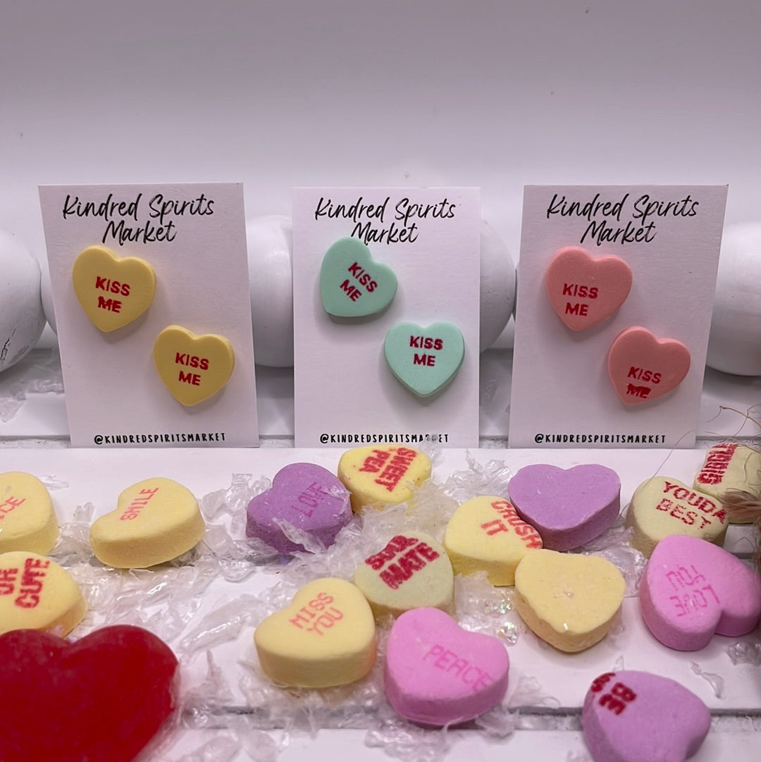 # 1117 Kiss Me conversation heart studs